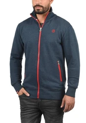 !Solid BennTrack Herren Sweatjacke Cardigan Ohne Kapuze Mit Reißverschluss Stehkragen Rot/Dunkelblau