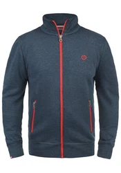 !Solid BennTrack Herren Sweatjacke Cardigan Ohne Kapuze Mit Reißverschluss Stehkragen Rot/Dunkelblau