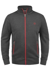 !Solid BennTrack Herren Sweatjacke Cardigan Ohne Kapuze Mit Reißverschluss Stehkragen Dunkelgrau/Rot/Grau/Dunkelrot