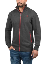 !Solid BennTrack Herren Sweatjacke Cardigan Ohne Kapuze Mit Reißverschluss Stehkragen Dunkelgrau/Rot/Grau/Dunkelrot