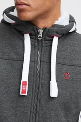 !Solid Sweatjacke SDBenjaminZip Dunkelgrau/Hellgrau/Grau/Rot