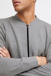 Indicode Sweatjacke IDBronte mit Reißverschluss Hellgrau/Grau/Dunkelgrau