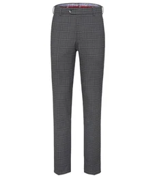 Stoffhose Flatfront mit Glencheck-Karo mit Stretch-Dehn Bund