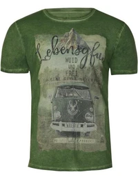 T-Shirt Herren Trachtenshirt 'Lebensgfui' mit Printmotiv