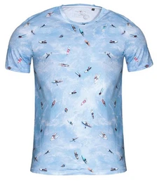 T-Shirt T-Shirt - Casual Fit - Rundhals - Muster - Hellblau (1-tlg) Allover-Print
