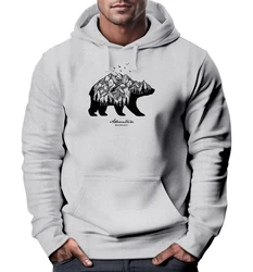 Neverless Hoodie Abenteuer Berge Wald Bear Mountains Adventure Braun/Grau