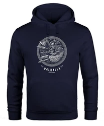 Neverless Hoodie Herren Valhalla Odin Emblem Dunkelblau/Blau