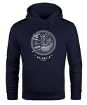 Neverless Hoodie Herren Valhalla Odin Emblem Dunkelblau/Blau