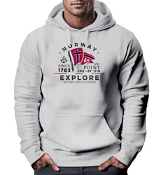 Neverless Hoodie Herren Norway Explore Norwegische Flagge Norwegen Grau/Hellgrau