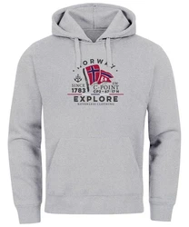 Neverless Hoodie Herren Norway Explore Norwegische Flagge Norwegen Grau/Hellgrau