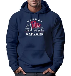 Neverless Hoodie Herren Norway Explore Norwegische Flagge Norwegen Dunkelblau/Blau/Hellblau