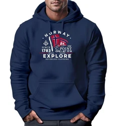 Neverless Hoodie Herren Norway Explore Norwegische Flagge Norwegen Dunkelblau/Blau/Hellblau
