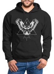 Neverless Hoodie Herren Eule Kapuzen Pullover Schwarz