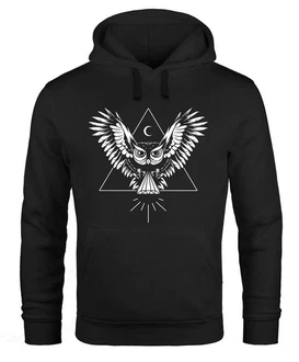Neverless Hoodie Herren Eule Kapuzen Pullover