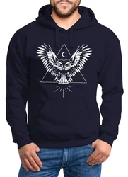 Neverless Hoodie Herren Eule Kapuzen Pullover Dunkelblau/Blau
