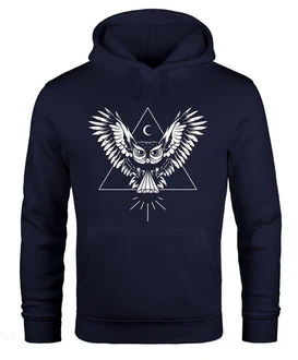 Neverless Hoodie Herren Eule Kapuzen Pullover Dunkelblau/Blau Neverless Hoodie Herren Eule Kapuzen Pullover Dunkelblau/Blau