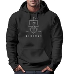 Neverless Hoodie Herren Wikinger Schiff Vikings Lineart Kapuzen-Pullover Schwarz/Lila/Grün