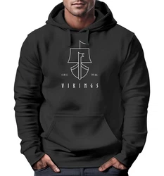 Neverless Hoodie Herren Wikinger Schiff Vikings Lineart Kapuzen-Pullover Schwarz/Lila/Grün