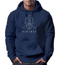 Neverless Hoodie Herren Wikinger Schiff Vikings Lineart Kapuzen-Pullover Blau/Dunkelblau/Lila/Grün