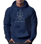 Neverless Hoodie Herren Wikinger Schiff Vikings Lineart Kapuzen-Pullover Blau/Dunkelblau/Lila/Grün