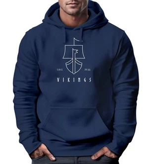 Neverless Hoodie Herren Wikinger Schiff Vikings Lineart Kapuzen-Pullover