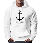 Neverless Hoodie Herren Anker Nautical Sailor Segeln Dunkelblau/Rosa