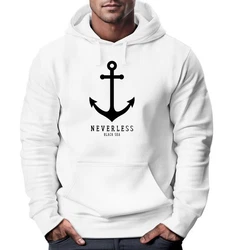 Neverless Hoodie Herren Anker Nautical Sailor Segeln Dunkelblau/Rosa