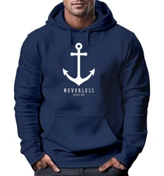 Neverless Hoodie Herren Anker Nautical Sailor Segeln Dunkelblau/Blau