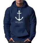 Neverless Hoodie Herren Anker Nautical Sailor Segeln Dunkelblau/Blau