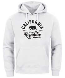 Neverless Hoodie California Republic Kapuzenpullover Herren Braun/Weiß/Schwarz/Rot/Grau/Creme