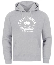 Neverless Hoodie California Republic Kapuzenpullover Herren Grau/Schwarz/Dunkelgrau/Hellgrau/Rot