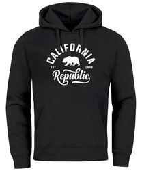 Neverless Hoodie California Republic Kapuzenpullover Herren Grau/Rot/Schwarz/Dunkelgrau/Braun