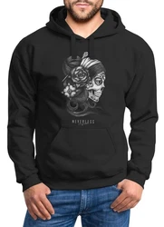 Neverless Hoodie Herren Santa Muerte La Catrina Mexican Skull Dia de los Muertos Tattoo Design Kapuzen-Pullover Schwarz/Rosa