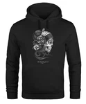Neverless Hoodie Herren Santa Muerte La Catrina Mexican Skull Dia de los Muertos Tattoo Design Kapuzen-Pullover Schwarz/Rosa
