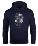 Neverless Hoodie Herren Santa Muerte La Catrina Mexican Skull Dia de los Muertos Tattoo Design Kapuzen-Pullover Dunkelblau
