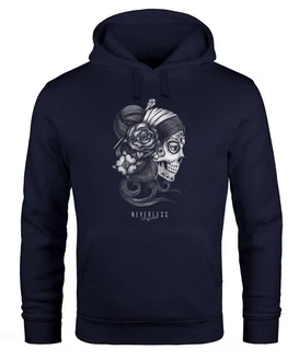 Neverless Hoodie Herren Santa Muerte La Catrina Mexican Skull Dia de los Muertos Tattoo Design Kapuzen-Pullover