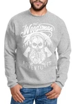 Neverless Sweatshirt Herren Lumberjack Woodsman Hipster Bart Skull Totenkopf Hellgrau/Grau/Dunkelgrau/Silber/Braun