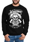 Neverless Sweatshirt Herren Lumberjack Woodsman Hipster Bart Skull Totenkopf Blau/Beige/Schwarz/Rosa/Lila
