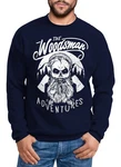 Neverless Sweatshirt Herren Lumberjack Woodsman Hipster Bart Skull Totenkopf Blau/Dunkelblau/Hellblau/Lila