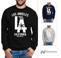 Neverless Sweatshirt Herren Los Angeles California LA Palme Rundhals-Pullover Grün/Rot/Gold/Schwarz/Blau