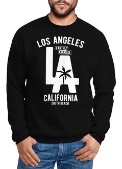 Neverless Sweatshirt Herren Los Angeles California LA Palme Rundhals-Pullover Grün/Rot/Gold/Schwarz/Blau