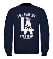 Neverless Sweatshirt Herren Los Angeles California LA Palme Rundhals-Pullover Dunkelblau/Blau/Grün