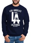Neverless Sweatshirt Herren Los Angeles California LA Palme Rundhals-Pullover Dunkelblau/Blau/Grün