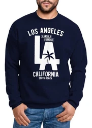 Neverless Sweatshirt Herren Los Angeles California LA Palme Rundhals-Pullover Dunkelblau/Blau/Grün