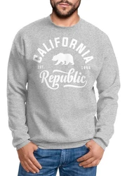 Neverless Sweatshirt California Republic Herren Pullover Grau/Rot