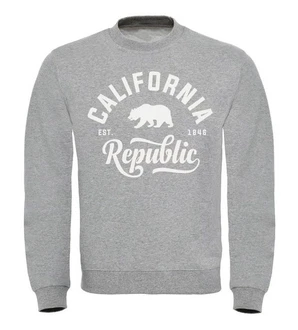Neverless Sweatshirt California Republic Herren Pullover Grau/Rot