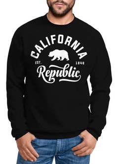 Neverless Sweatshirt California Republic Herren Pullover Schwarz/Braun/Rot/Beige