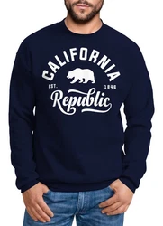 Neverless Sweatshirt California Republic Herren Pullover Dunkelblau/Blau
