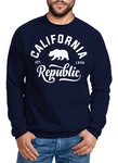 Neverless Sweatshirt California Republic Herren Pullover Dunkelblau/Blau
