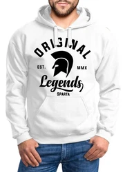 Neverless Hoodie Original Legends Gladiator Sparta Kapuzen-Pullover Streetwear Creme/Dunkelgrün/Weiß/Grau